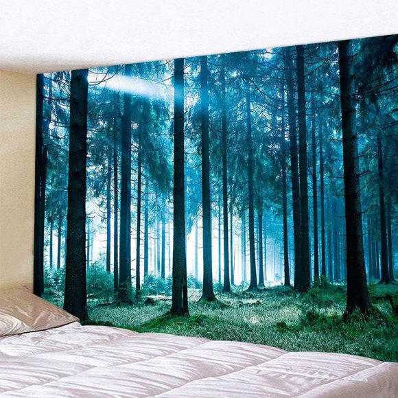 Sunshine Through Dark Forest Trees Woods Large Wall Tapestry Tree Landscape New